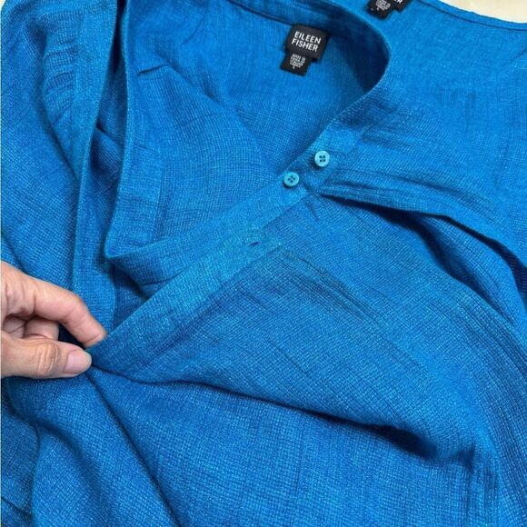 Eileen Fisher Linen Blue Wrap Skirt Tank Set Large - Picture 8 of 9